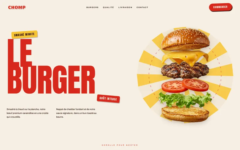 Page d'accueil du site Chomp, réalisé par Ghassanova