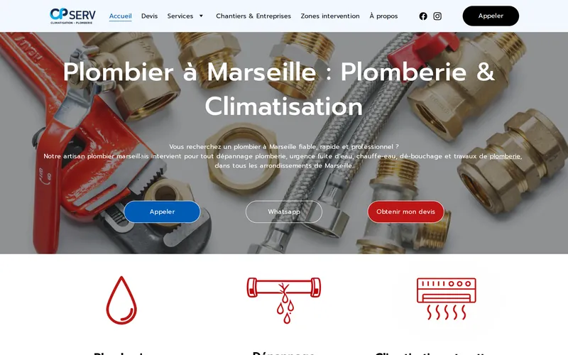 Page d'accueil du site CPServ, réalisé par Ghassanova